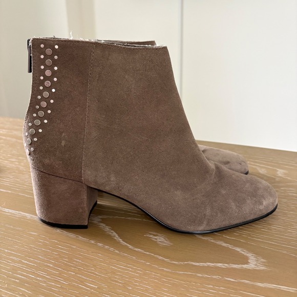Lord & Taylor Shoes - Lord & Taylor 424 Fifth Taupe Suede Studded Ankle Boots Block Heel Size 10M/40